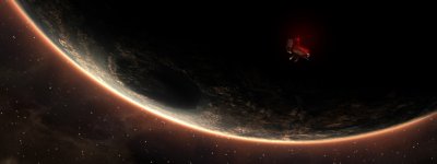 Dead Space – Heldengrafik mit einem Raumschiff, das vor einem Planeten schwebt.