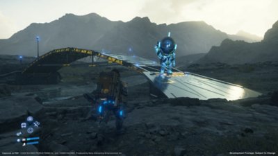 Death Stranding 2: On the Beach screenshot showing approaching a bridge