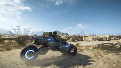 Captura de pantalla de Death Stranding 2: On the Beach - Transporte en el desierto