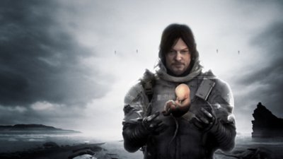 Death Stranding Director's Cut hero image showing Sam holding a BB