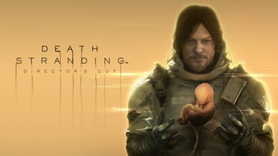 Sam holds a Bridge Baby in Death Stranding poster