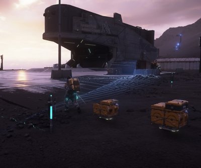Image showing Sam delivering cargo to a depot