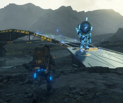 Image showing Sam approaching a player-constructed bridge