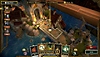 Demeo-Gameplay-Screenshot aus der Vogelperspektive auf Kampfgeschehen vor einem Burgeingang mit Burggraben