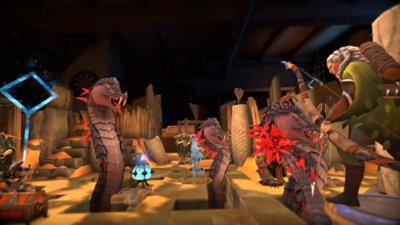 Snimak ekrana igre Demeo na kom je prikazano kako se lik suočava s neprijateljima nalik zmijama