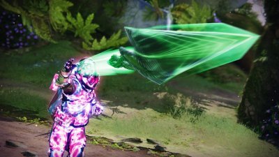 Destiny 2: The Final Shape screenshot showing a Guardian firing a green ethereal arrow