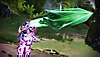 لقطة شاشة من لعبة Destiny 2: The Final Shape تعرض حارسًا يطلق سهمًا سماويًا أخضر اللون