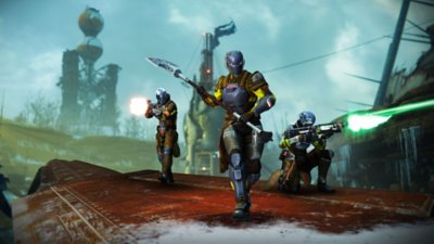 Destiny 2 Ash and Iron screenshot showing three characters running towards the camera