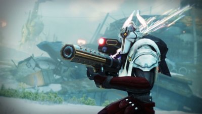 Destiny 2 Ash and Iron screenshot showing a character in a snowy environment holding a gun