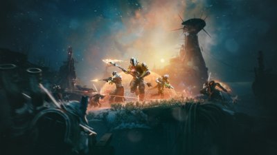 Destiny 2 Ash & Iron keyart showing characters in gold and silver armor