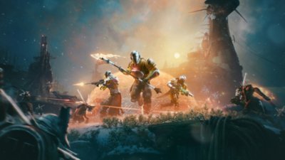 Destiny 2 Ash & Iron keyart showing characters in gold and silver armor