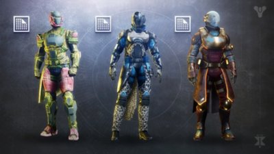 Destiny 2 : Les Confins du Destin - Pass de récompenses – Capture d'écran mettant en scène trois personnages en uniforme