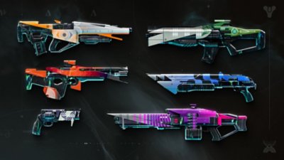 Destiny 2 : Les Confins du Destin – Capture d'écran mettant en scène six canons fixés sur une muraille