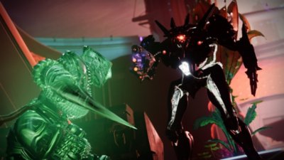 لقطة شاشة للعبة Destiny 2 تعرض حارسًا في مواجهة عدو