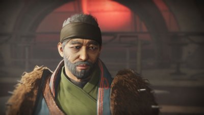 Destiny 2 Renegades screenshot showing an older character wearing a bandana and fur pauldrons