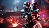 Snímek obrazovky z Destiny 2 ukazuje dva Strážce, z nichž jeden drží jasnou kouli světla