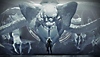 Destiny 2 Saison du Vœu – Capture d'écran montrant un personnage se tenant devant une énorme entité monstrueuse