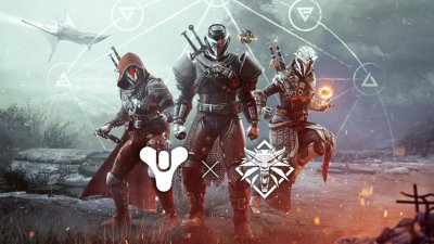 Destiny 2 screenshot showing cosmetic items from the latest collaboration between Bungie and CD Project Red