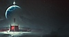 Destiny 2 - Arte de Shadowkeep que mostra um edifício vermelho num cenário lunar
