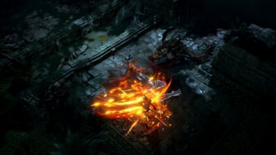 Diablo IV: Vessel of Hatred screenshot showing Spiritborn combat in a dungeon