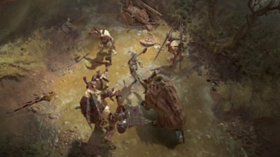 لقطة شاشة من Diablo IV: Vessel of Hatred تُظهر شخصية ذكورية من فئة Spiritborn في خضم قتال