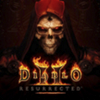 《暗黑破坏神II：狱火重生》主题宣传海报，展示了一个披着红色斗篷的骷髅脸恶魔。