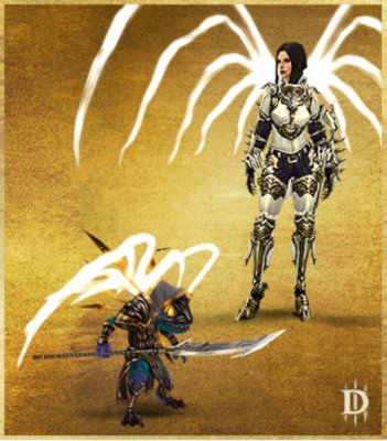 صورة للعبة Diablo IV تعرض Inarius Wings وحيوان Murloc ‎ ‎ ‎الأليف