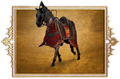Diablo IV image of the Light Bearer mount and Caparison of Faith mount armour