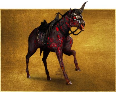 Imagen de Diablo IV de la montura Tentación y la armadura de montura Caparazón Infernal