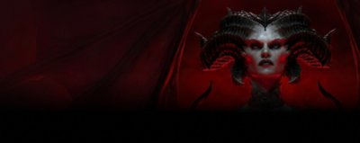 Diablo IV: Main character in black and red looking to us