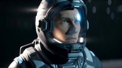 Directive 8020 screenshot depicting a close up shot of a man in a space suit.