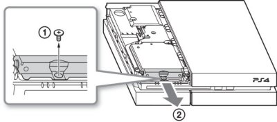 PS4 CUH-1200 : retirer la vis du disque dur