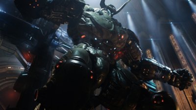 Ein Screenshot aus Doom: The Dark Ages, der den Mech des Doom Slayers zeigt