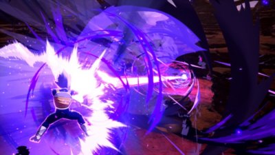 Captura de pantalla de Dragon Ball: Sparking! Zero con el personaje Vegeta usando un poder