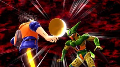 Captura de pantalla de Dragon Ball: The Breakers que muestra a un sobreviviente y un asaltante enfrentándose