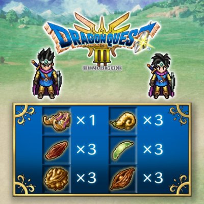 Dragon Quest III HD-2D Remake – Illustration de précommande montrant les objets bonus du pack de voyage serein