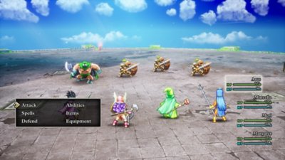 Dragon Quest III HD-2D Remake screenshot showing the party in combat