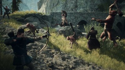 Dragon's Dogma 2 - لقطة شاشة تعرض مجموعة اللاعب وهي تخوض قتالًا