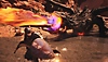 Dragon's Dogma 2 - captura de pantalla que muestra un draco escupiendo fuego contra un personaje humano con armadura