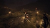 Dragon’s Dogma 2 – Screenshot, der die Begleiter des Spielers bei Nacht zeigt