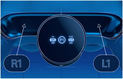 Primer plano trasero de botones posteriores de DS4.