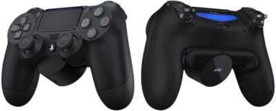 DUALSHOCK 4 with Back Button Attachment front and reverse product image.