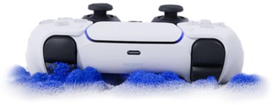 Image of the DualSense wireless controller demonstrating the haptic feedback function