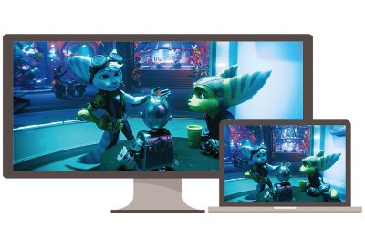 หน้าจอ PC และแล็บท็อปแสดงให้เห็น Ratchet & Clank