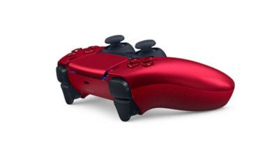 منظر جانبي لوحدة التحكم اللاسلكية DualSense ذات اللون الأحمر البركاني