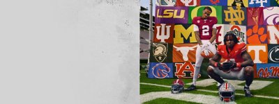 EA Sports College Football 26 - ilustração principal que mostra dois jogadores