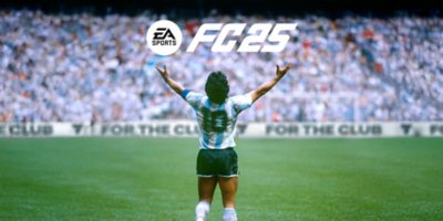 Arte promocional de EA SPORTS FC™ 25 mostrando Maradona com a camisa da seleção argentina