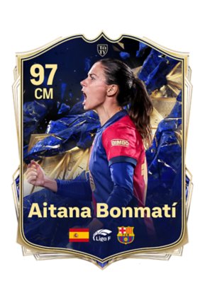 Image showing a TOTY player pick - Aitana Bonmatí in a Barcelona strip