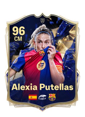 Image showing a TOTY player pick - Alexia Putellas in a Barcelona strip kissing her shirt