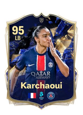 Image showing a TOTY player pick - Sakina Karchaoui in a PSG strip blowing a kiss